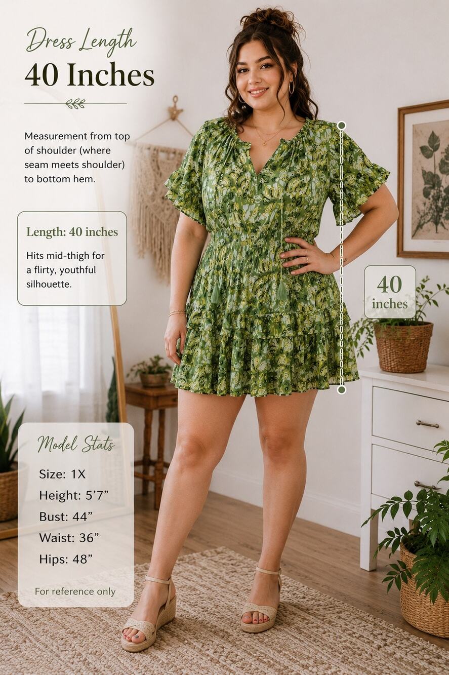 Aerie Green Floral Smocked Mini Dress XXL Cottagecore Boho Ruffle Peasant